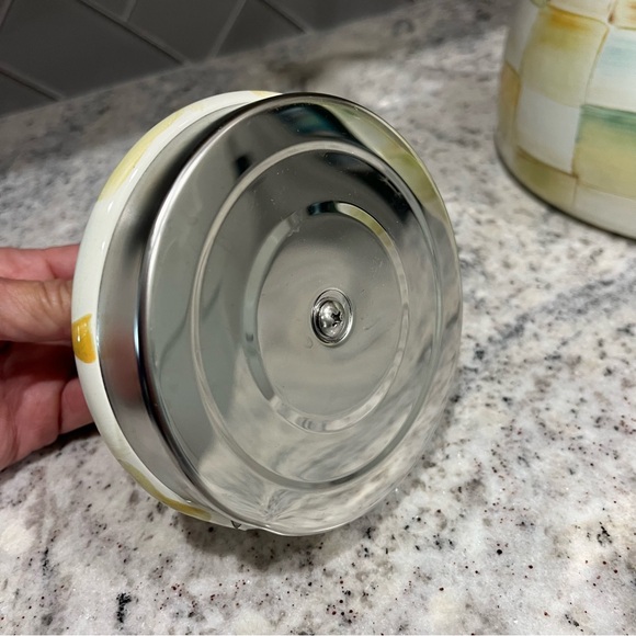 MacKENZIE CHILDS 3QT PARCHMENT CHECK TEA KETTLE - Picture 7 of 12